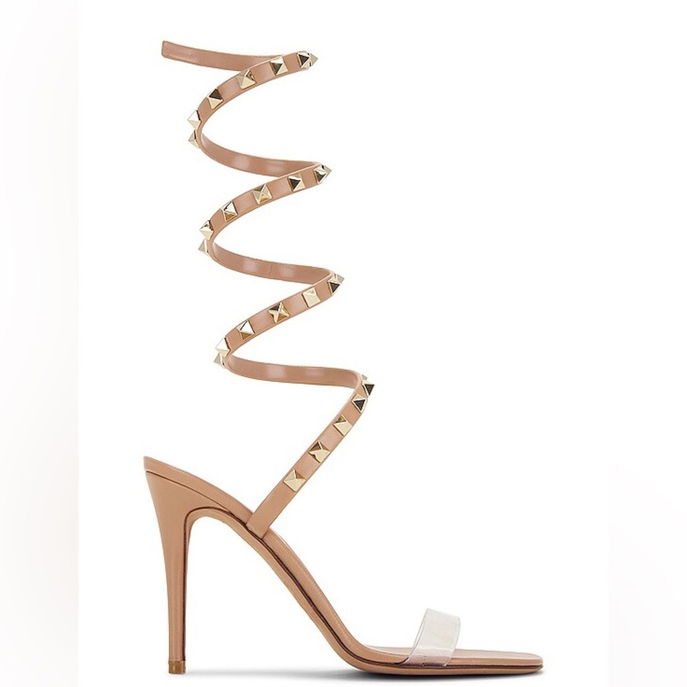 VALENTINO GARAVANI Wrap Around Leather Rockstud Heeled Sandals